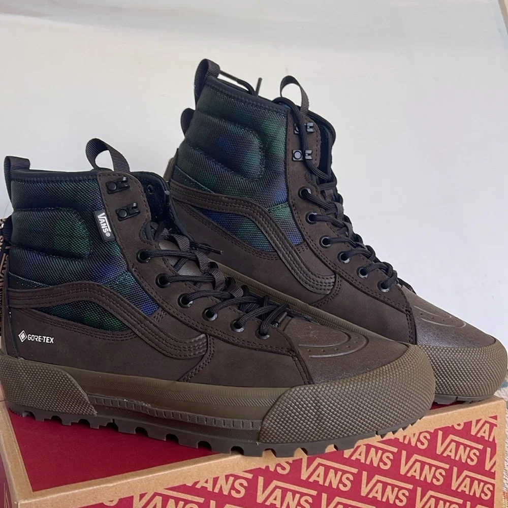 Vans Men’s Sk8-Hi Gore-Tex Mte-3 Tech Plaid Brown/Green VN0A5111BGS Boots Sneak